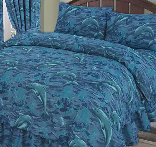 King Size Duvet Cover Set Dolphins Blue Sea Life Bedding