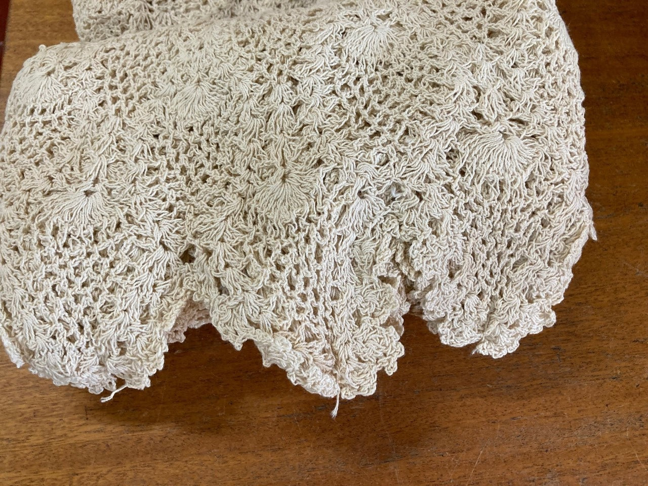 Hand Crochet Lace Tablecloth 70" Round Ecru 100% Cotton Luxury
