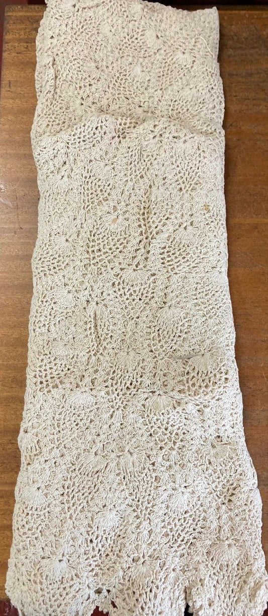 Hand Crochet Lace Tablecloth 90" Round Ecru 100% Cotton Luxury