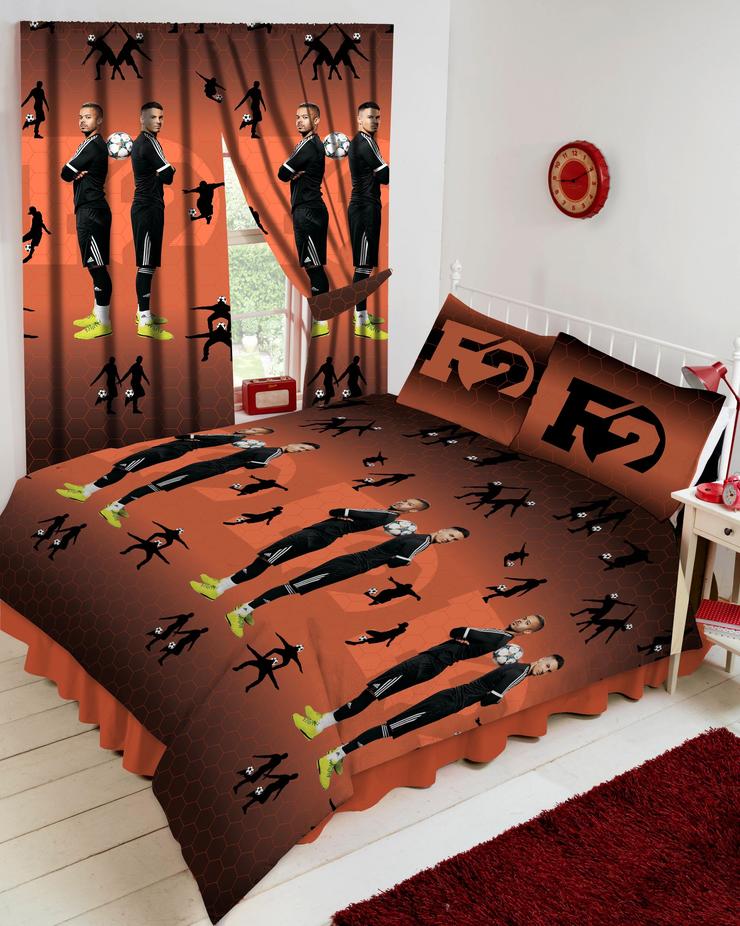 F2 Freestylers Youtubers Double Bed Duvet Cover Set Orange Football Bedding Set