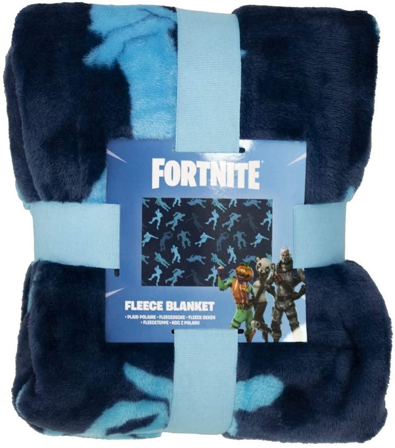 Fortnite Official Shuffle Fleece Blanket Blue Battle Royale 100cm x 150cm Super Soft