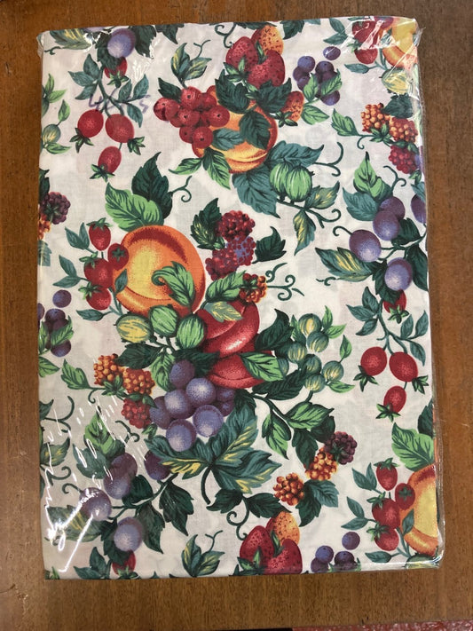 Fruits 66" x 54" Ready Made Unlined Pencil Pleat Curtains Peach Grapes Leaves