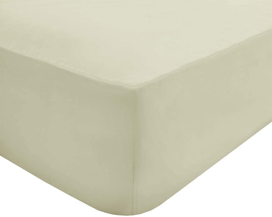Cot Bed Fitted Sheet Cream Polycotton 71cm x 141cm + 15cm Soft