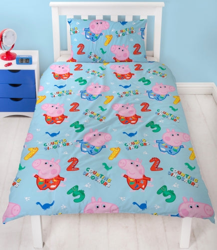 Single Bed George Pig 'Counting' Duvet Cover Set Character Bedding