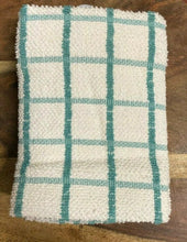 Load image into Gallery viewer, Pack Of 3 Fancy Check Terry Tea Towel Pastel Green White 100% Cotton
