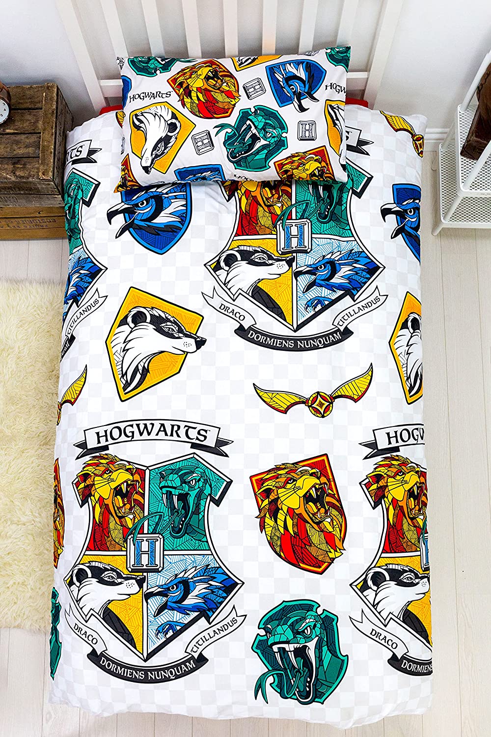 Single Bed Harry Potter Grid Reversible Duvet Cover Set Character Bedding
