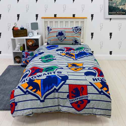 Single Bed Harry Potter Brave Crests Duvet Cover Character Reversible Bedding Set