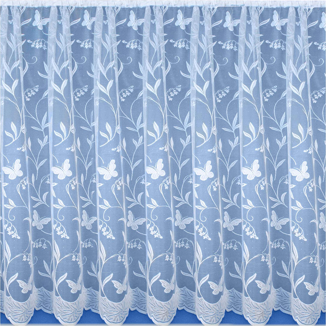 Hawaii Panel White All Over Patterned Butterfly Net Curtain 2 Meters x 160cm