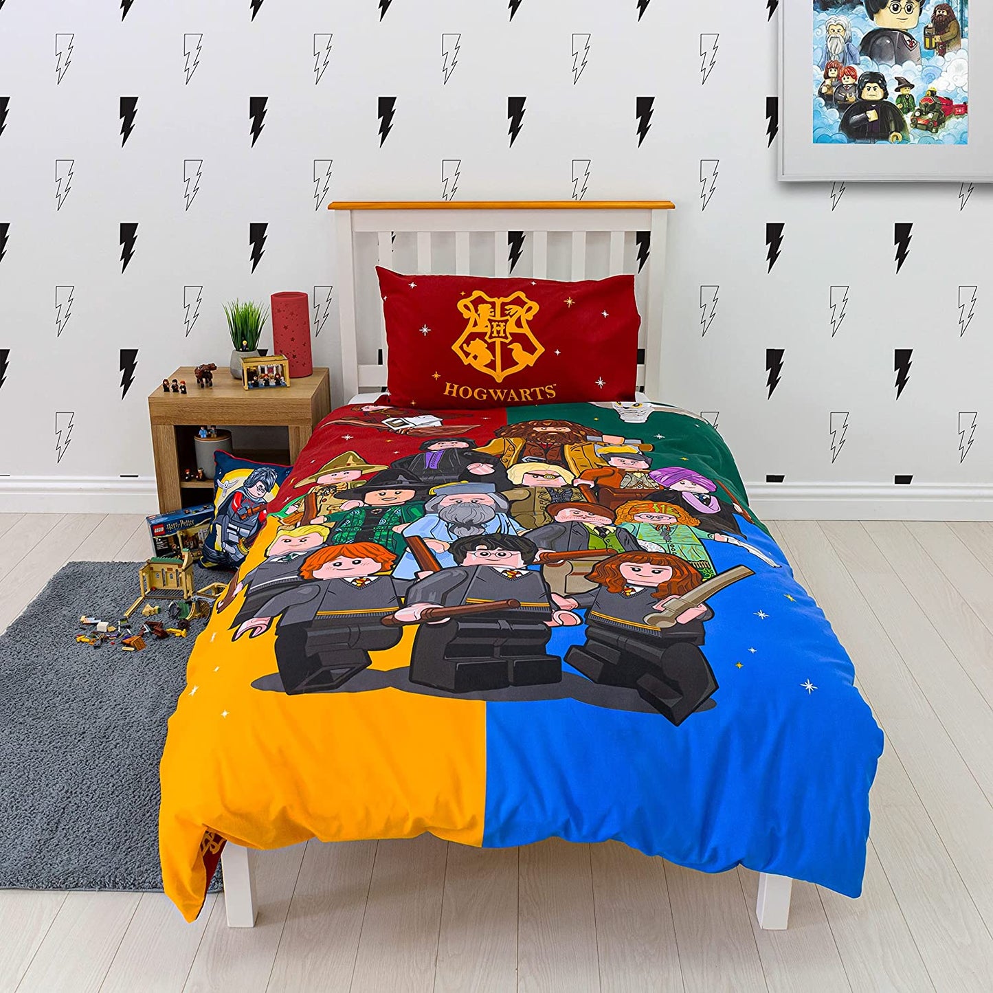 Single Bed Harry Potter Lego Gang Duvet Cover Set Reversible Character Bedding