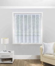 Load image into Gallery viewer, Hudson White Semi Plain Horizontal Base Stripe Net Curtain 2 Meters x 122cm
