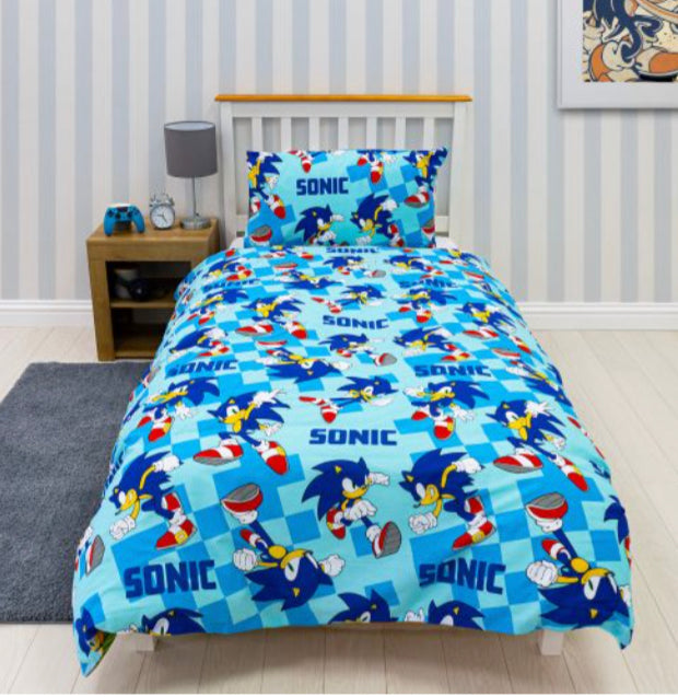 Single Bed Official Sonic The Hedgehog Panel Duvet Cover Set Character Bedding