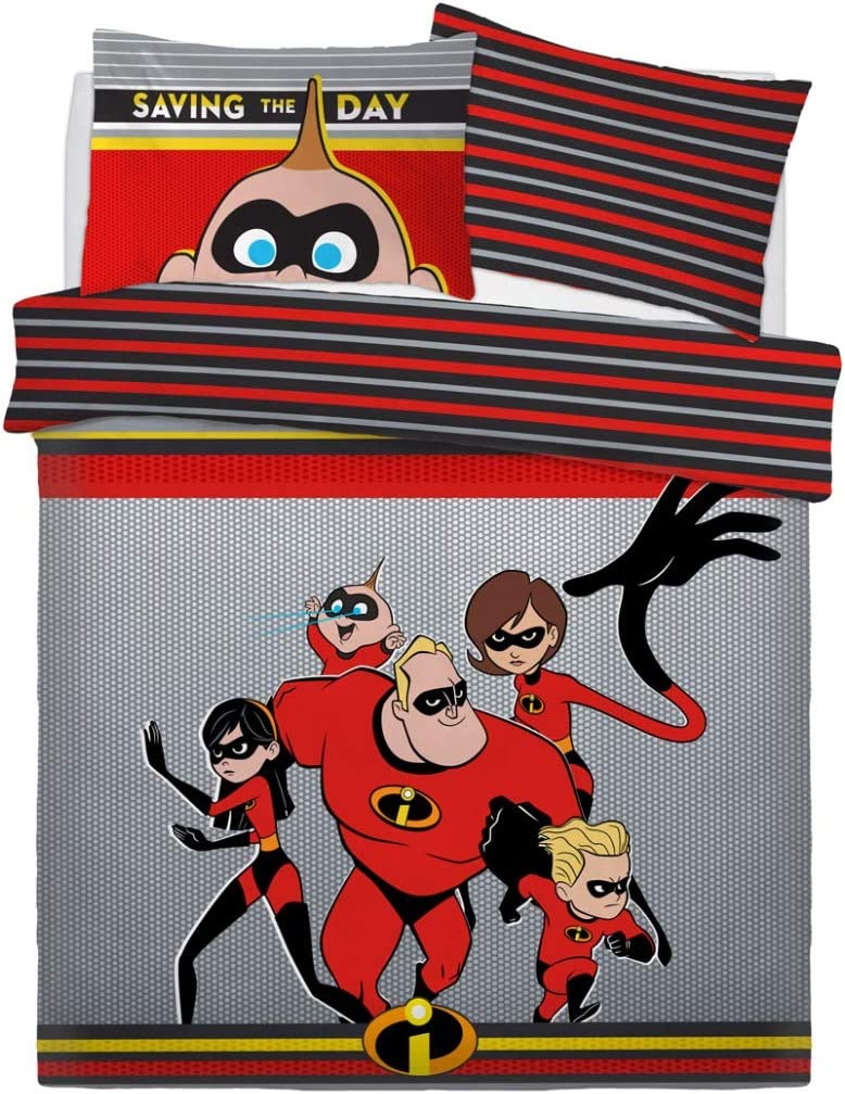 Disney Pixar Double Bed The Incredibles Duvet Cover Set Character Bedding