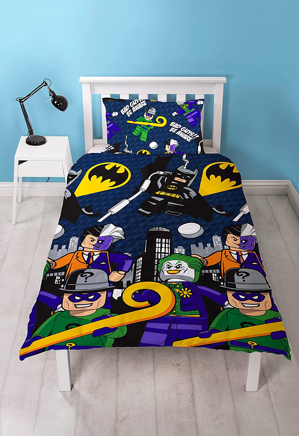 Single Bed Lego Super Heroes Challenge Reversible Duvet Cover Set Character Bedding