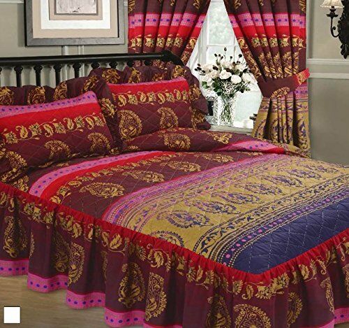 Super King Size Kashmir Fuschia Luxury Quilted Fitted Bedspread