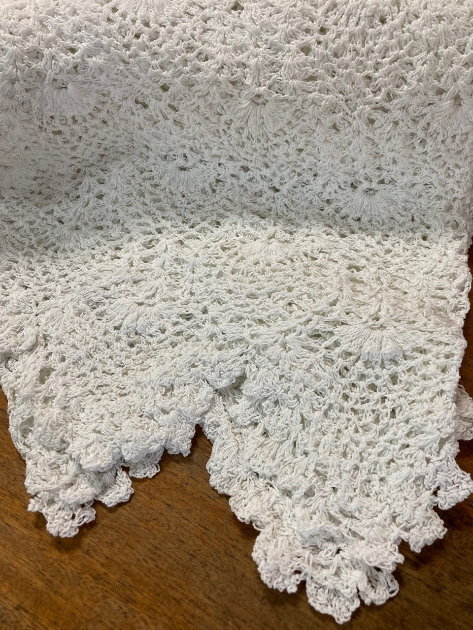 Hand Crochet Lace Tablecloth 90" Round White 100% Cotton Luxury
