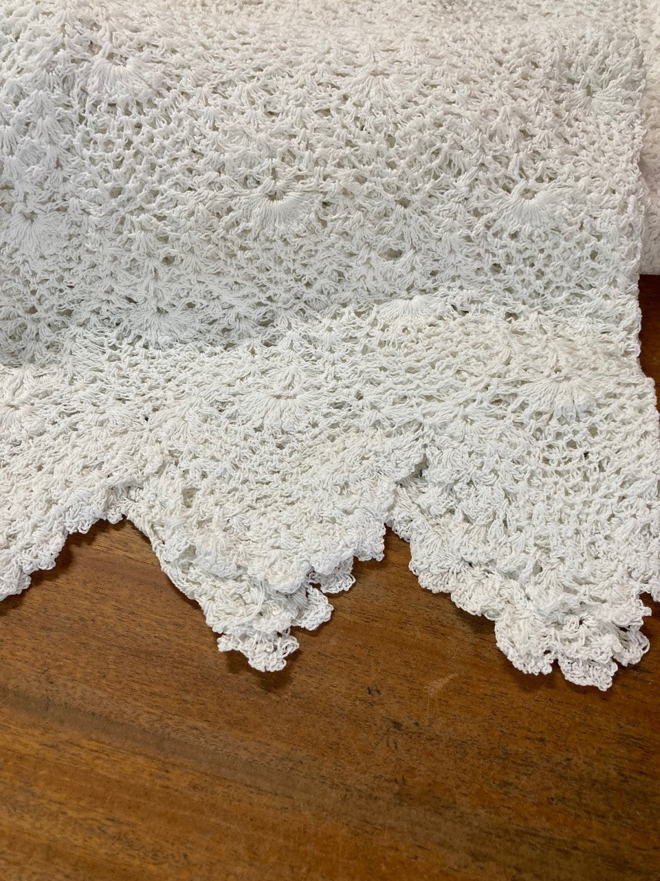 Hand Crochet Lace Tablecloth 90" Round White 100% Cotton Luxury