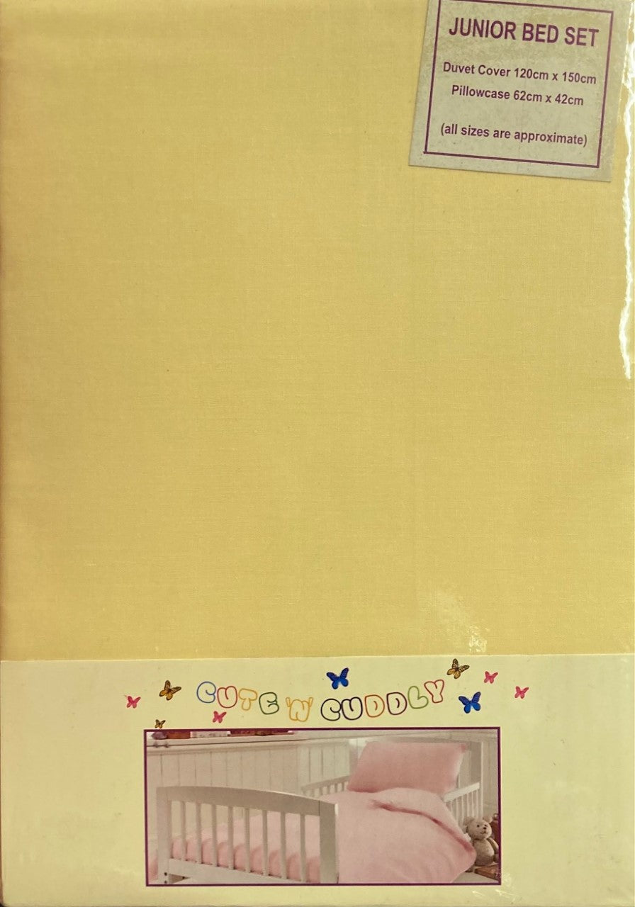 Junior Toddler Bed Size Duvet Cover Set 200 Thread Count 100% Egyptian Cotton Lemon Yellow