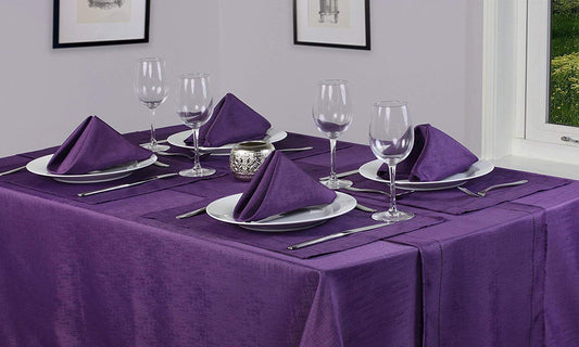 Linen Look Purple Tablecloth 70" x 108" Oblong Stylish Kitchen Table Dining Room