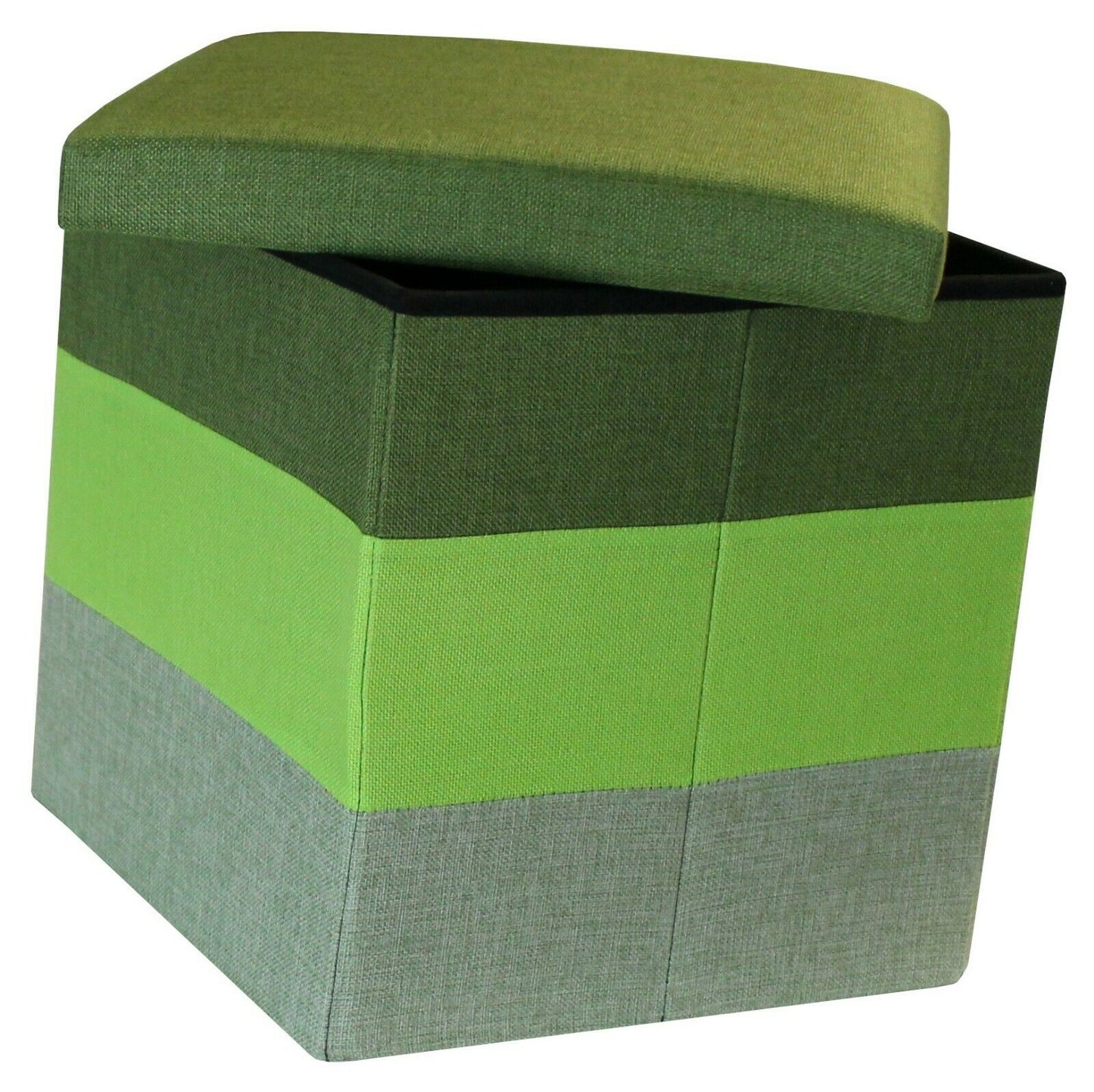 Linear Storage Ottoman Green Three Tone Foot Stool Seat Storage Box