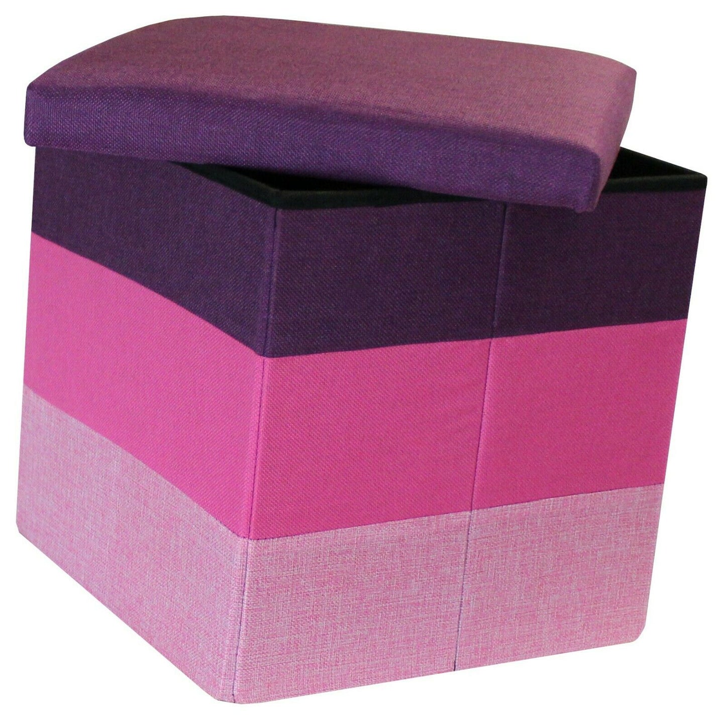 Linear Storage Ottoman Purple Pink Lilac Three Tone Foot Stool Seat Storage Box