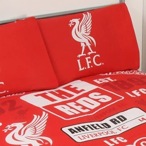 Double Bed Liverpool F.C Patch Red Reversible Bedding Duvet Cover Set The Reds