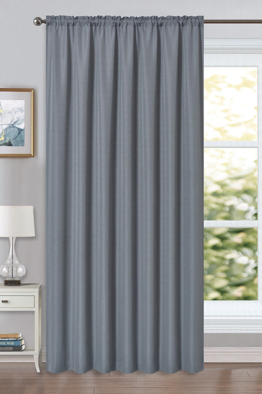 Linen Look Voile 59" x 90" Grey Window Curtain Drapes Textured Plain Slot Top