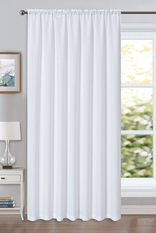 Linen Look Voile 59" x 54" White Window Curtain Drapes Textured Plain Slot Top