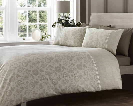 Double Bed Duvet Cover Set Lola Lace Natural 300 Thread Count