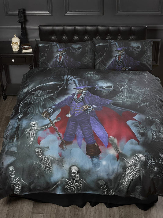 Alchemy Gothic Double Bed Duvet Cover Set Magistus Skulls