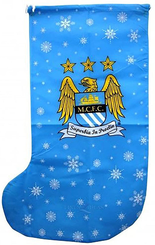 Manchester City F.C Christmas Jumbo Stocking Blue White Snowflakes