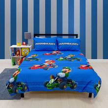 Load image into Gallery viewer, Double Bed Nintendo Super Mario Kart Official Go Karts Reversible Duvet Cover Set Character Bedding
