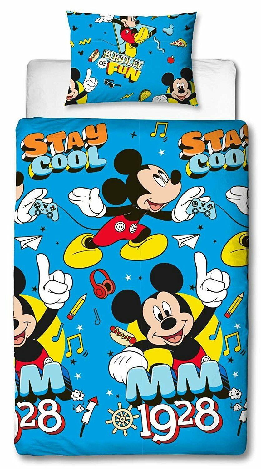 Single Bed Disney Mickey Mouse Cool Duvet Cover Set Character Bedding