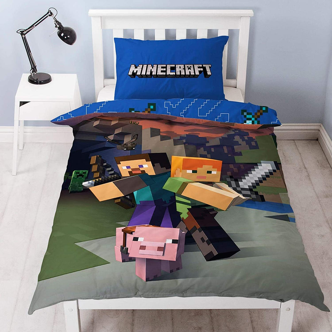 Single Bed Duvet Cover Set Minecraft Good Guys Gamer Character Bedding