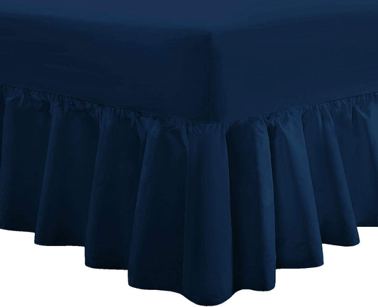 Double Bed Fitted Valance Sheet Navy Polycotton