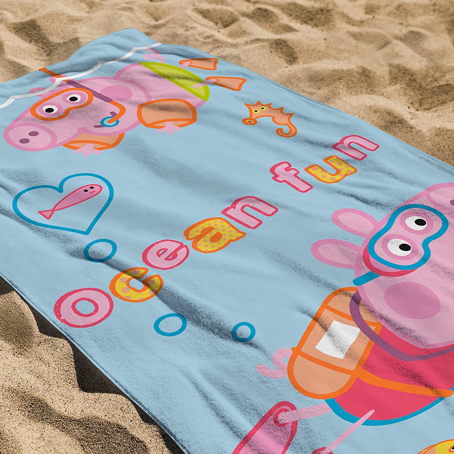 Official Peppa Pig George Swimming Diving 100% Cotton Velour Beach Towel