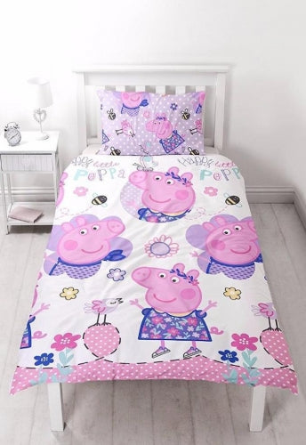 Single Bed Official Peppa Pig 'Happy' Duvet Cover Set Character Bedding