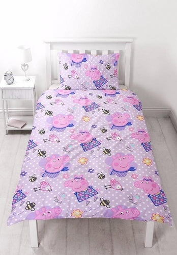 Single Bed Official Peppa Pig 'Happy' Duvet Cover Set Character Bedding