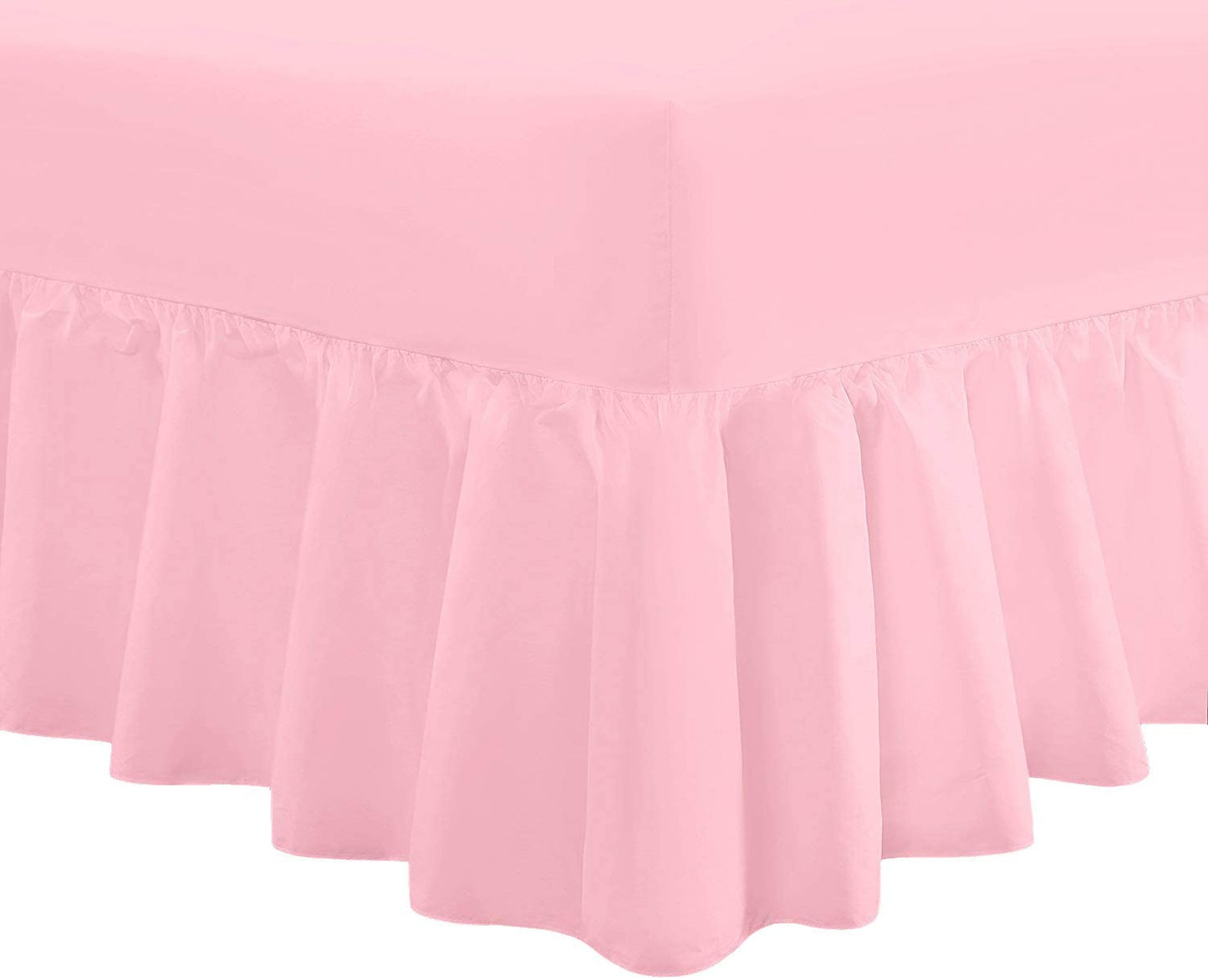 Fitted Valance Sheet Pink Polycotton
