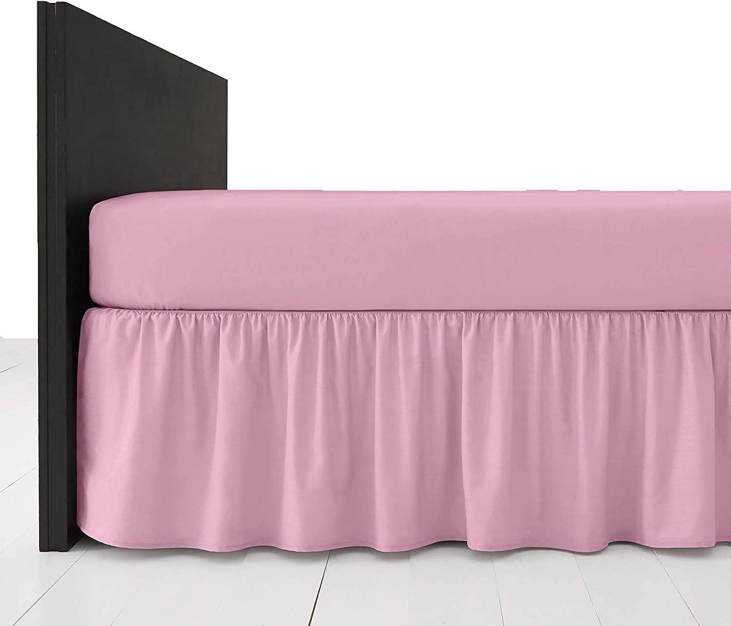 Double Bed Pink Base Valance Sheet Polycotton 180 Thread Count Percale
