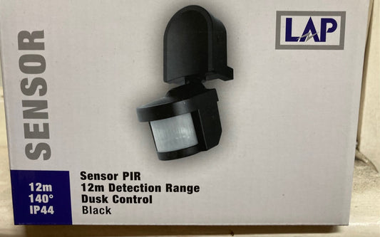 PIR Sensor 12m Detection Range Dusk Control Black Colour
