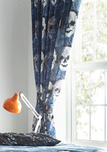 Load image into Gallery viewer, Pixel Skulls 66&quot; x 72&quot; Fully Lined Pencil Pleat Curtains Blue
