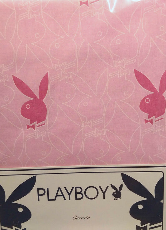 Playboy Bunny 66" x 54" Pencil Pleat Curtains Bunnies Pink Cerise White