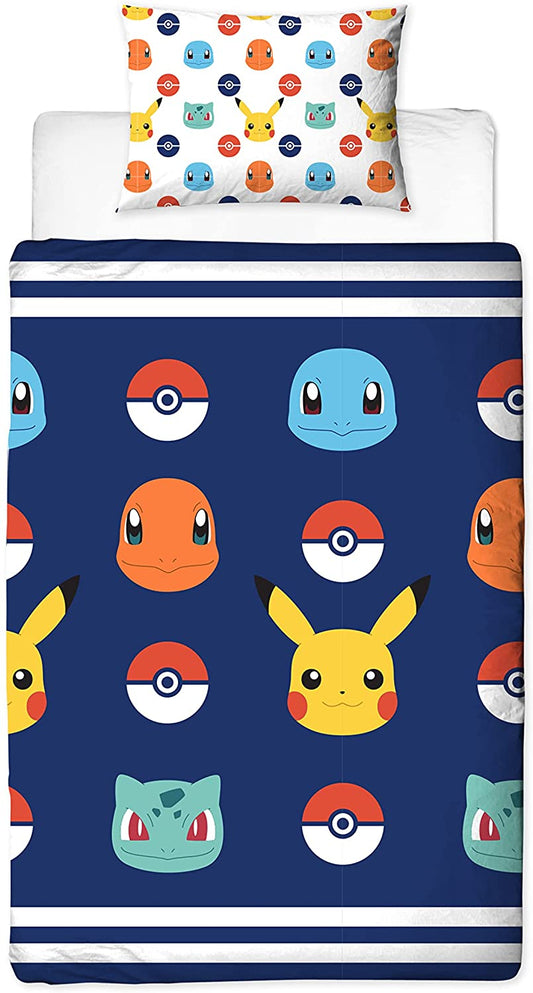 Single Bed Pokemon Official Badges Character Reversible Bedding Set