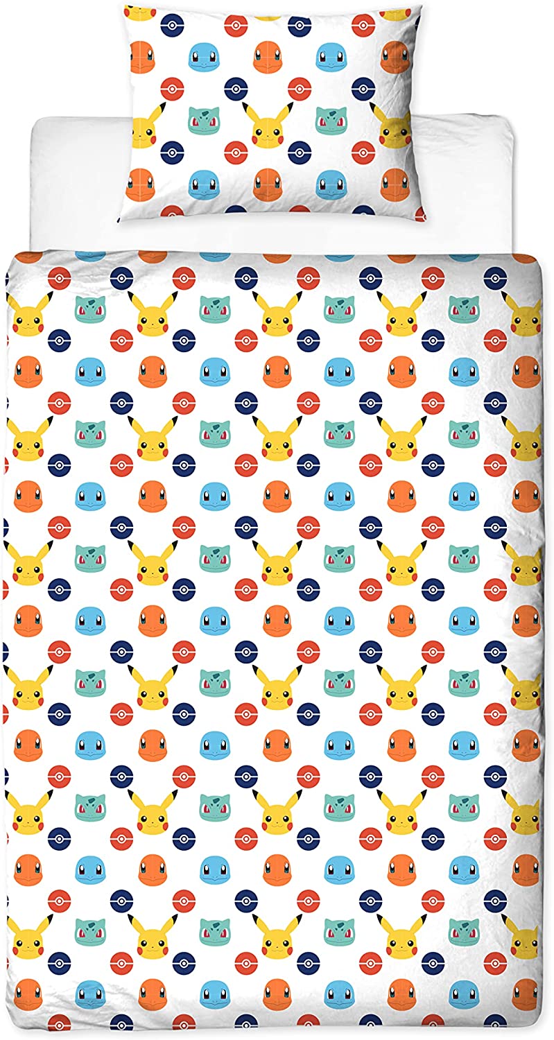 Single Bed Pokemon Official Badges Character Reversible Bedding Set
