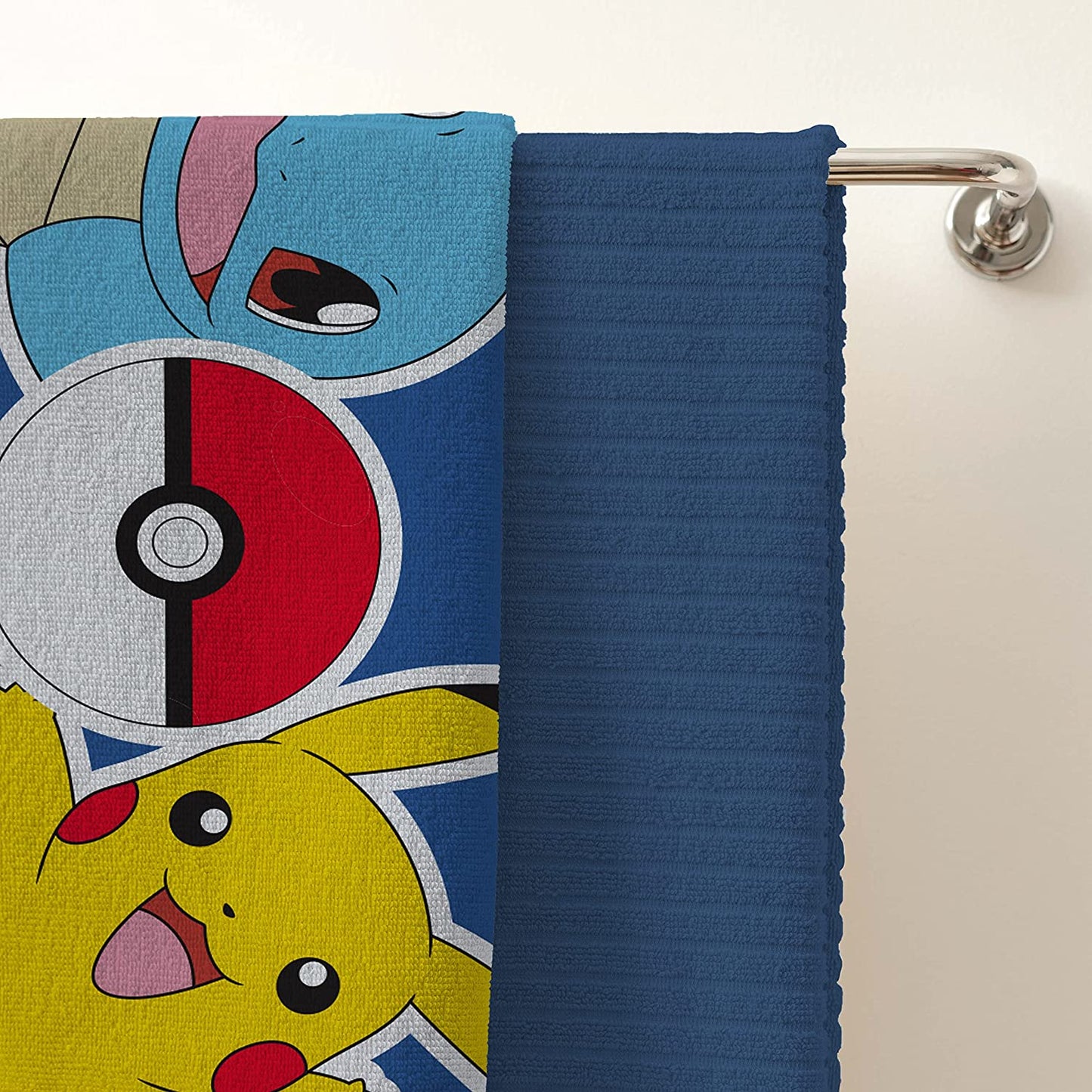 Official Pokémon Pikachu & Squirtle Character 100% Cotton Velour Beach Towel