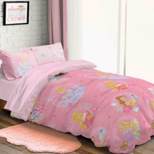 Single Bed Disney Princess 100% Cotton Duvet Cover Set