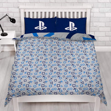 Load image into Gallery viewer, Double Bed Sony Playstation Official Blue Grey Gamer Duvet Cover Set Character Bedding
