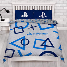 Load image into Gallery viewer, Double Bed Sony Playstation Official Blue Grey Gamer Duvet Cover Set Character Bedding
