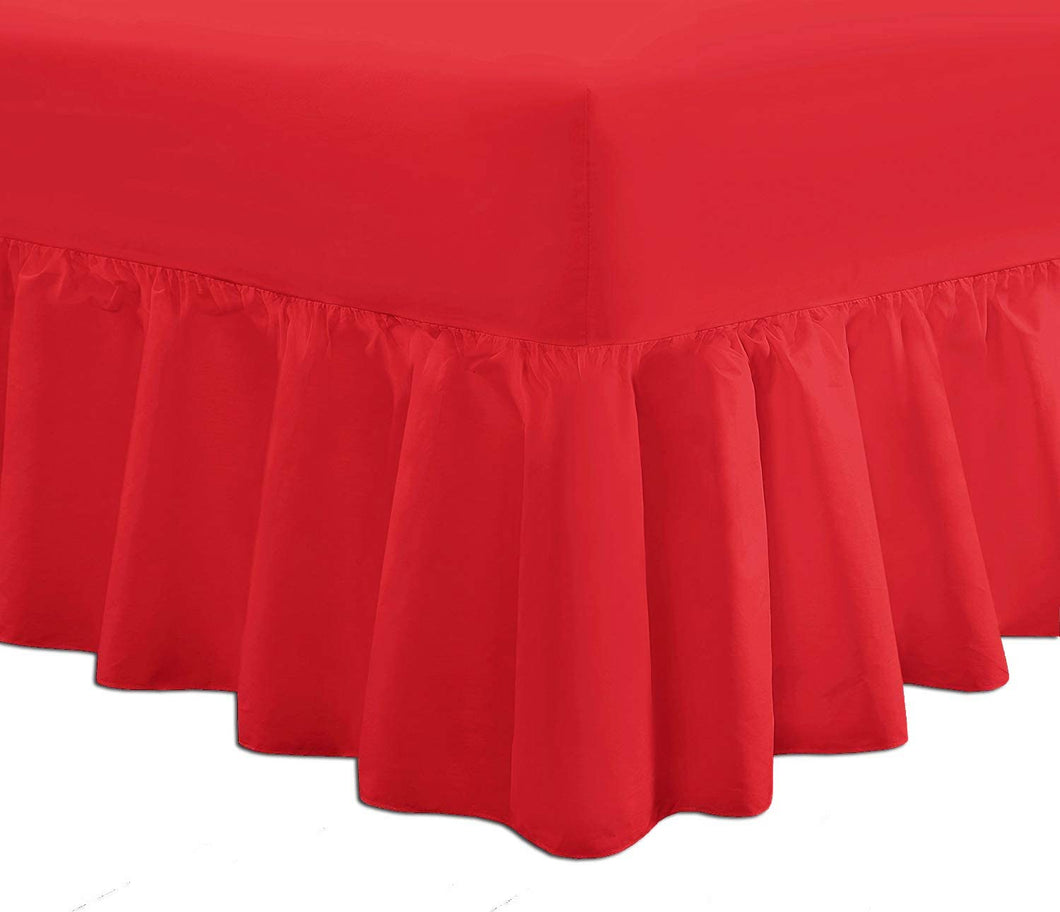 Fitted Valance Sheet Red Polycotton