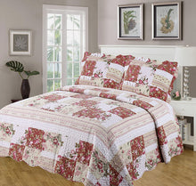Load image into Gallery viewer, King Size Quilted Bedspread And Pillowshams Throw Over Rosie Patchwork Floral

